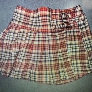 Plaid Kids Skort with Buckle Detail